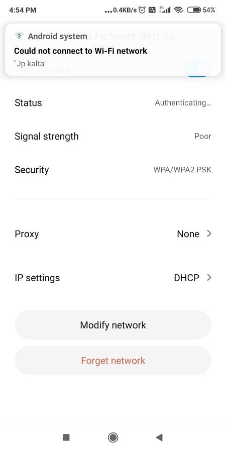Go to Settings and Open Wi-Fi or Network Settings