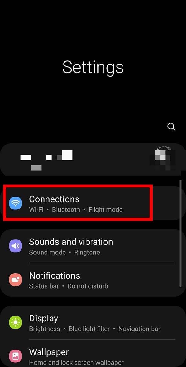 Go to Settings and tap on Connections or WiFi from the available options.