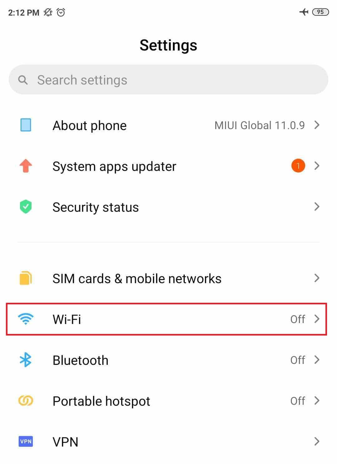 Go to Settings then Open Wi-Fi