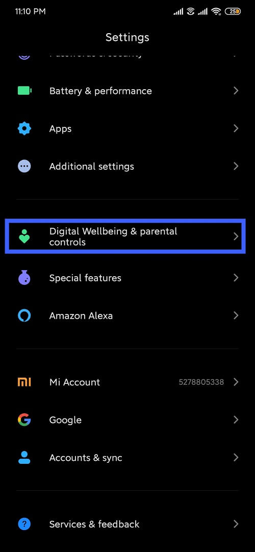 Go to setting and select Digital wellbeing