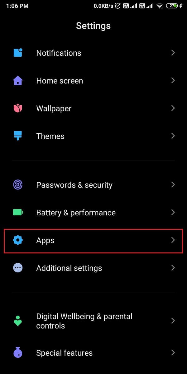 Go to the Apps section. | How to Disable Auto-start Apps on Android