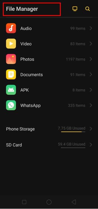 Go to the File Manager on your device. | Empty Trash On Android