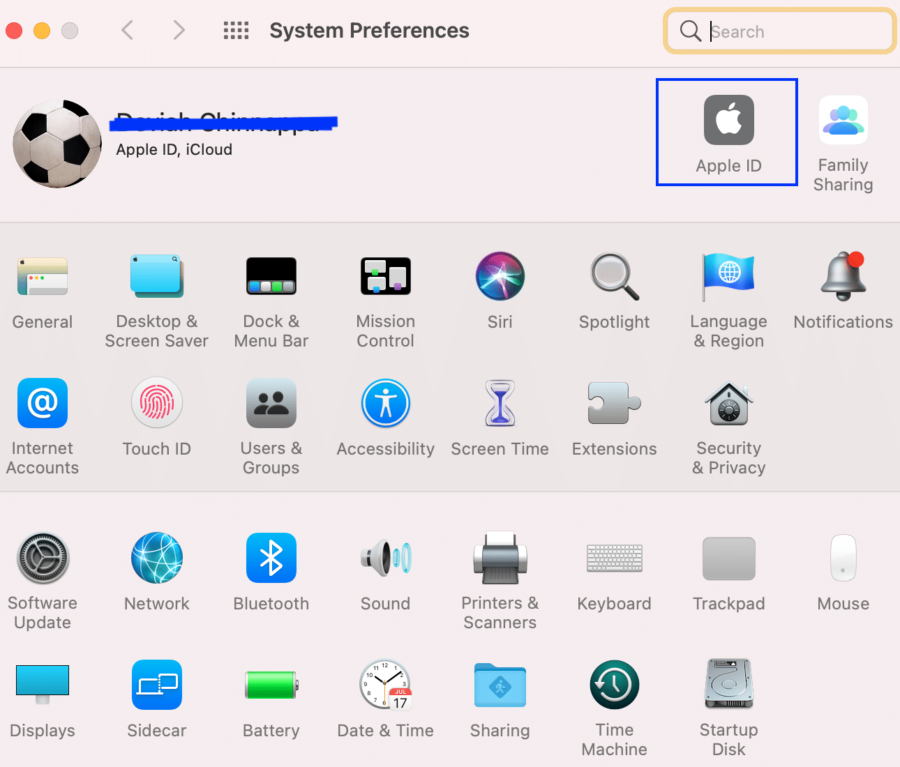 Go to your System Preferences and click on Apple ID 