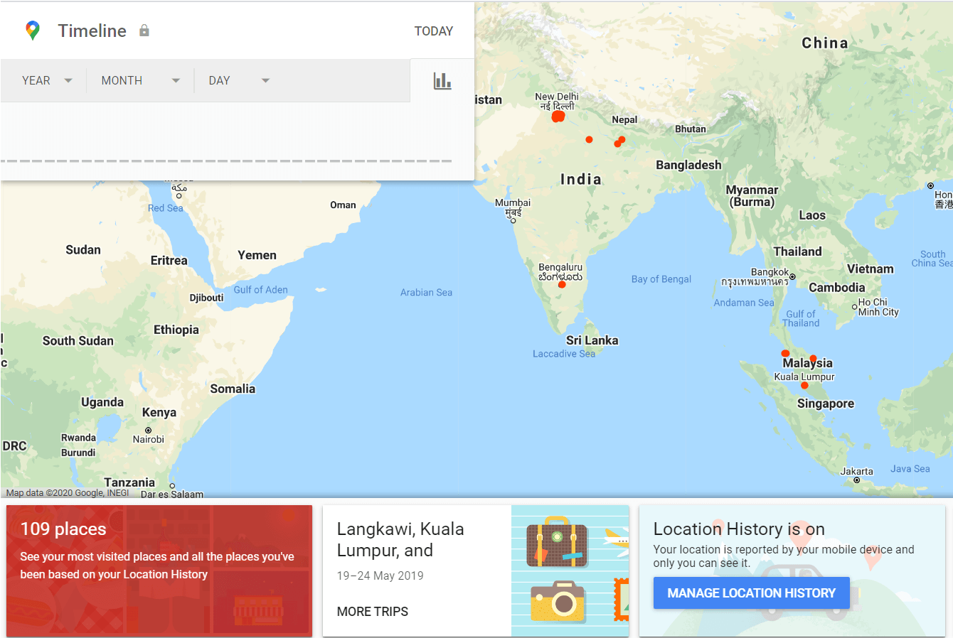 travel history in google maps