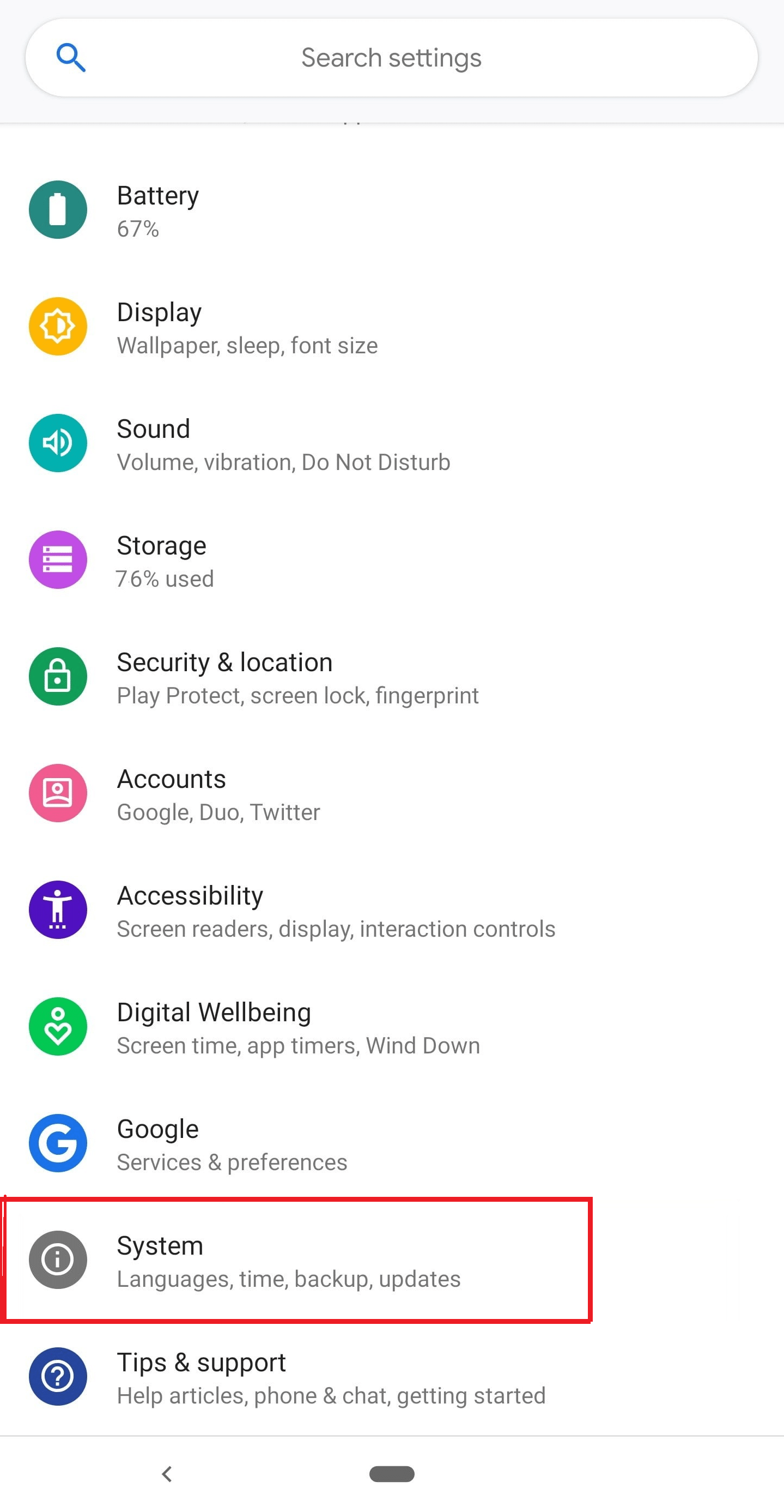 Google Pixel Settings System
