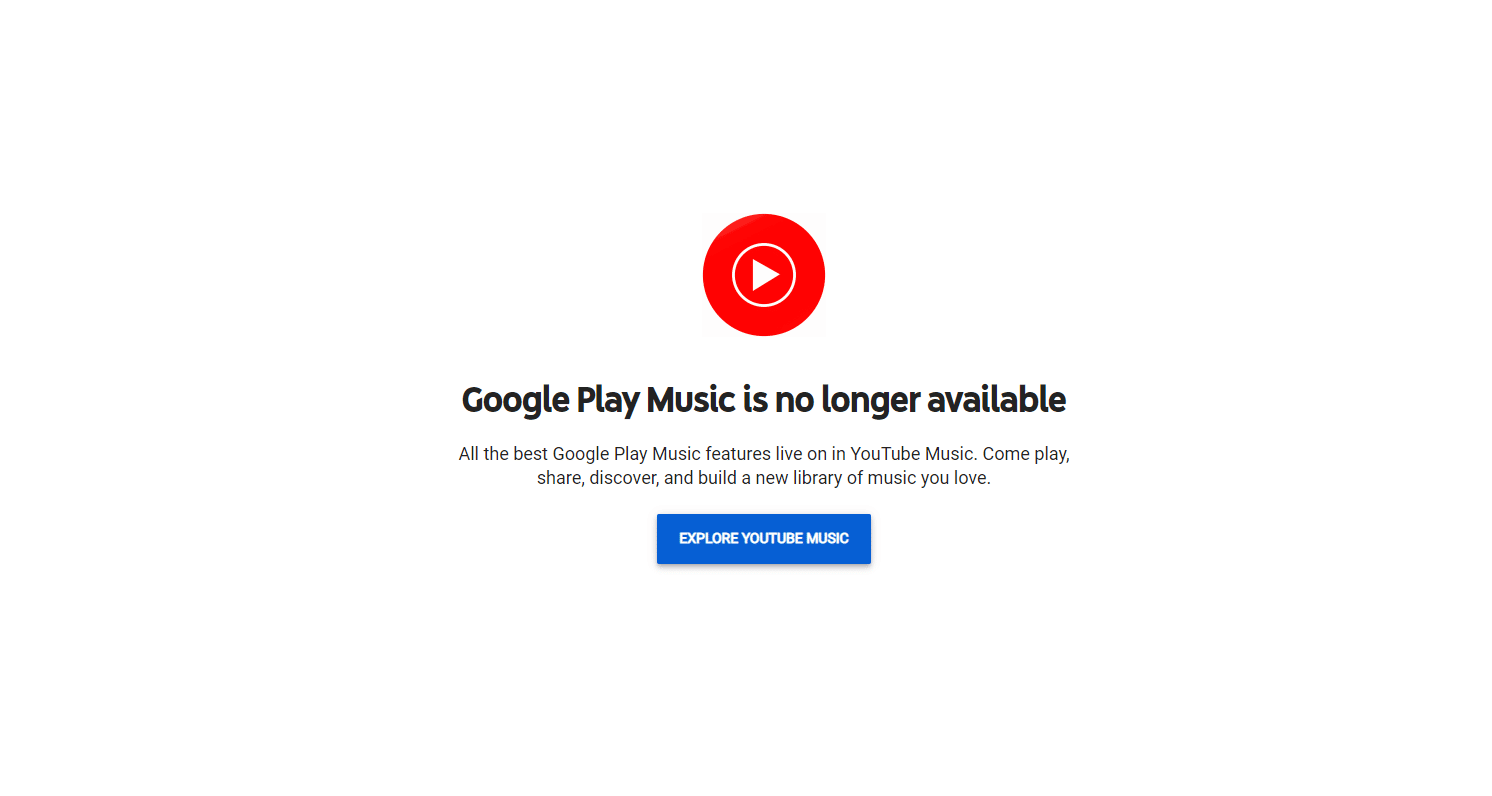 Google Play Музыка больш не даступная