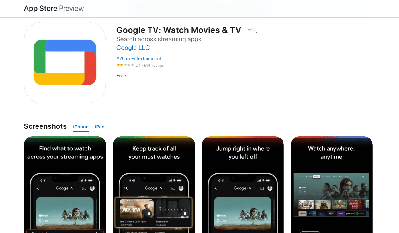 App Store di Google TV | Giochi di Google Play su iPhone