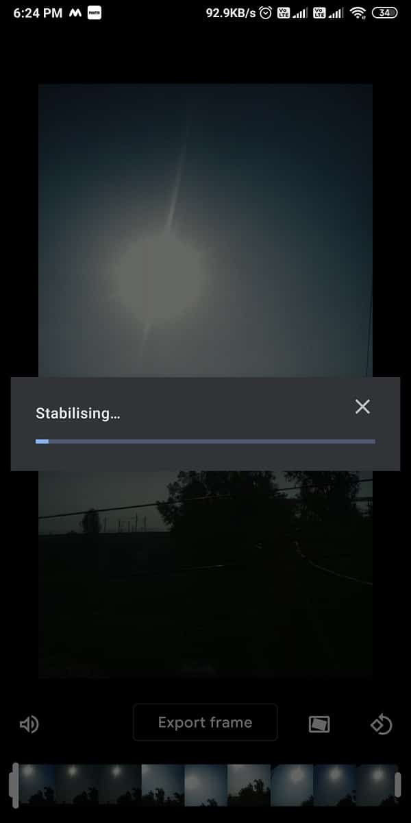 Google photos will now start stabilizing your entire video.
