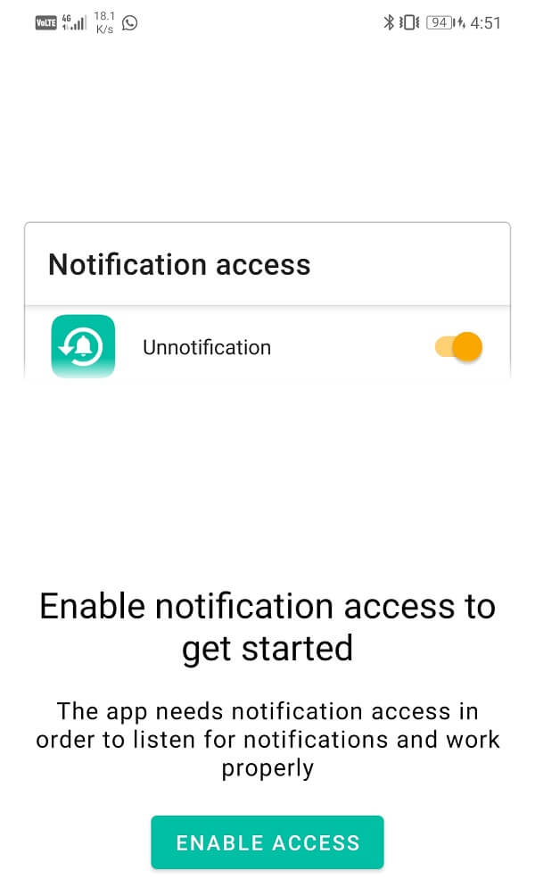 Grant the access to Notifications