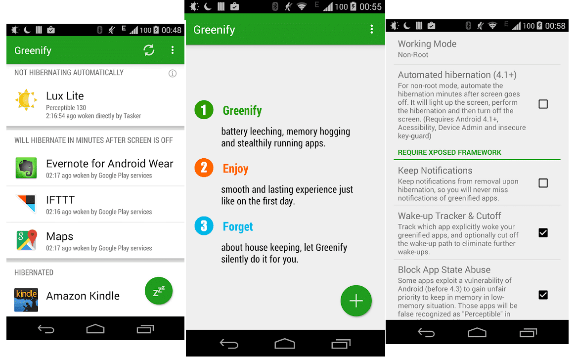 Greenify - Android အတွက် အကောင်းဆုံး ဘက်ထရီချွေတာသောအက်ပ်များ