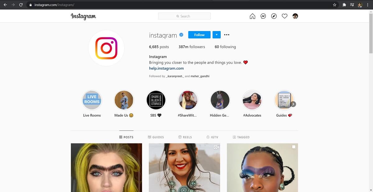 Head on to the profile of the account, whose image you want to see. | How to View Full-Size Instagram Photos