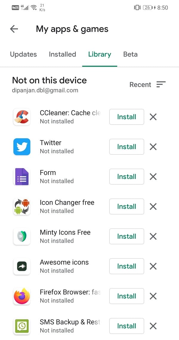 Head over to the Library tab | How to Restore Deleted App Icons on Android