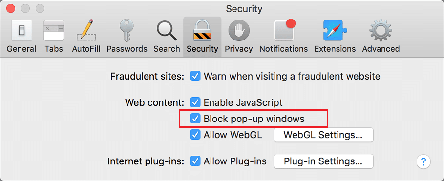 How to Block pop-ups on Safari 11 or 10