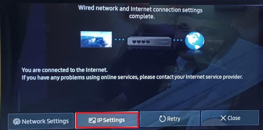 IP Settings Network Status Samsung TV