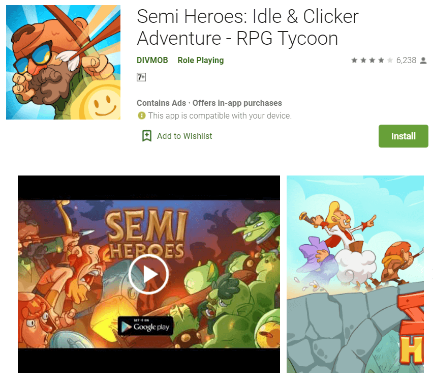 Semi Heroes: RPG การต่อสู้ที่ไม่ได้ใช้งาน