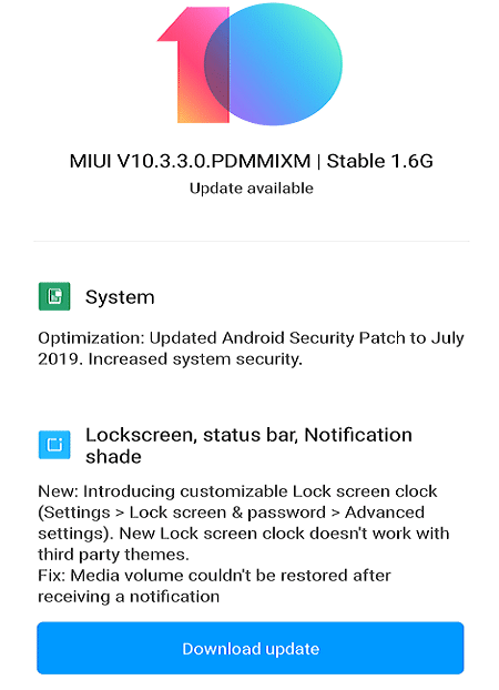 If any update is available, the Download update option will appear