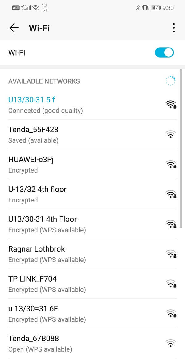 If the problem is related to the Wi-Fi, then click on it