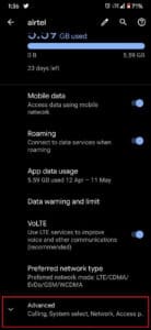 In Mobile Network Settings click on Advanced | Fix Cellular Network Not Available for Phone Call