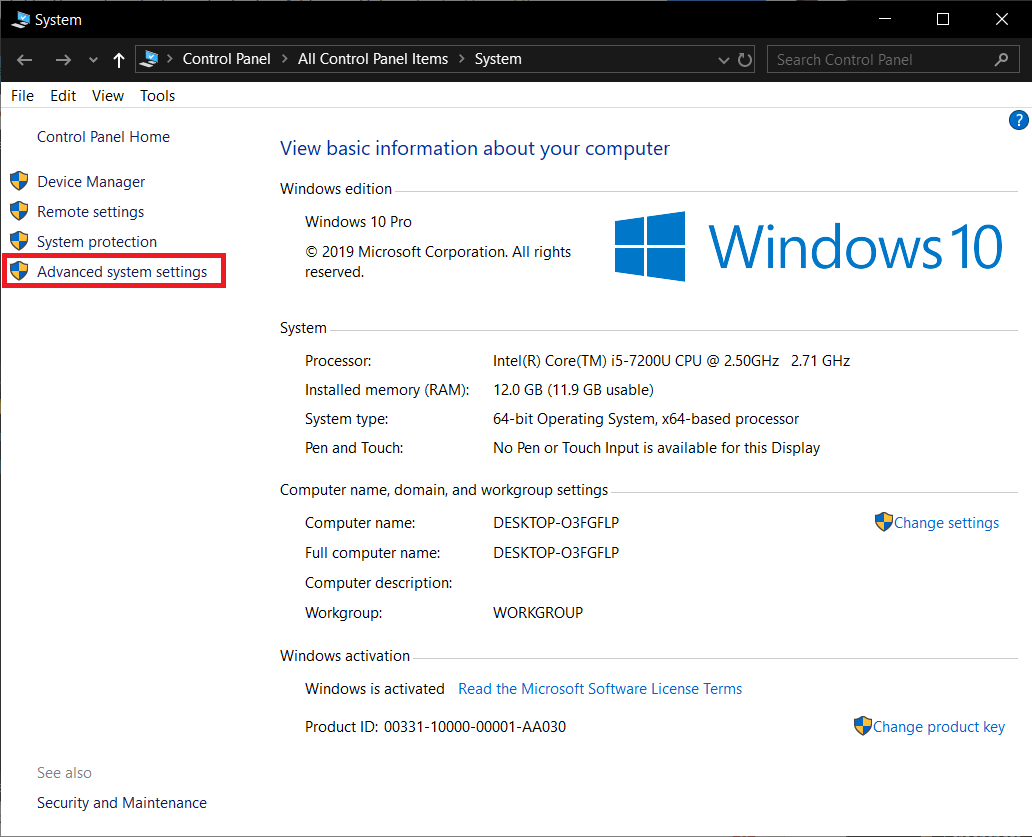 In the following window, click on Advanced System Settings. Fix Windows 10 Start Menu Search Not Working