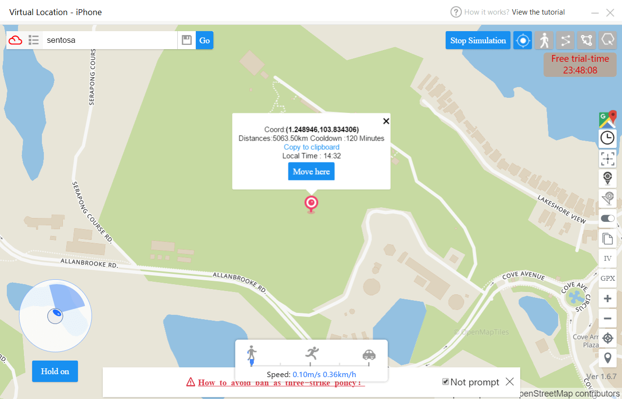 In the input text area, enter the location where you want to be seen then click on the Go button
