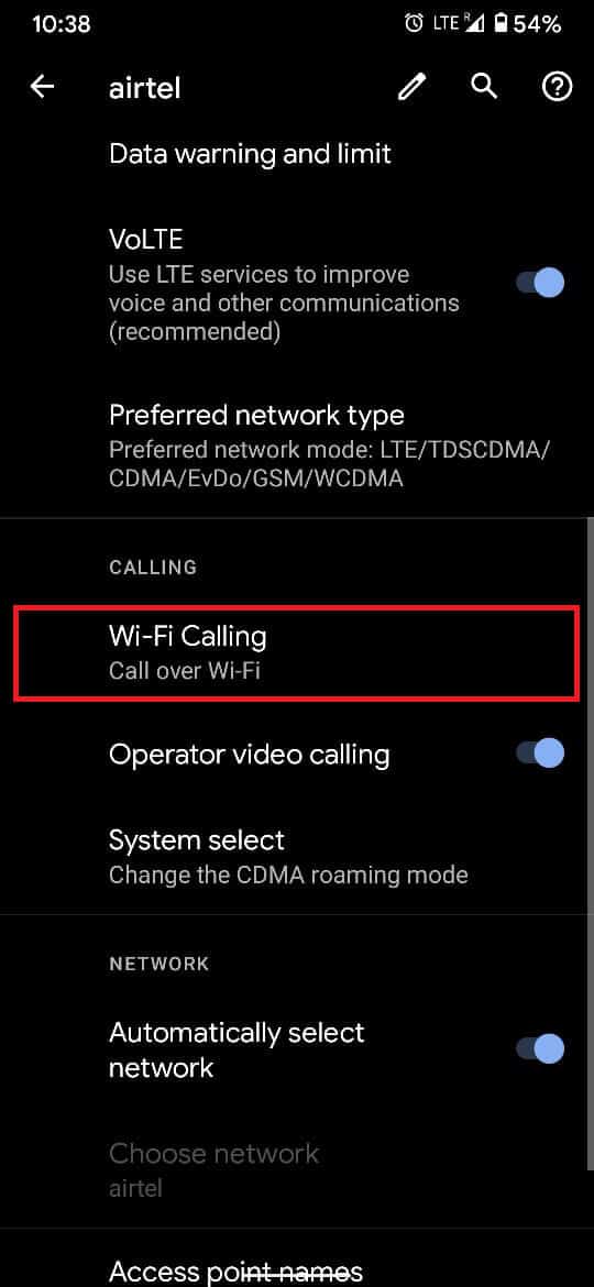 In the section labeled ‘Calling’, tap on the ‘Wi-Fi Calling’ option. Fix Android Phone Can't Make Or Receive Calls
