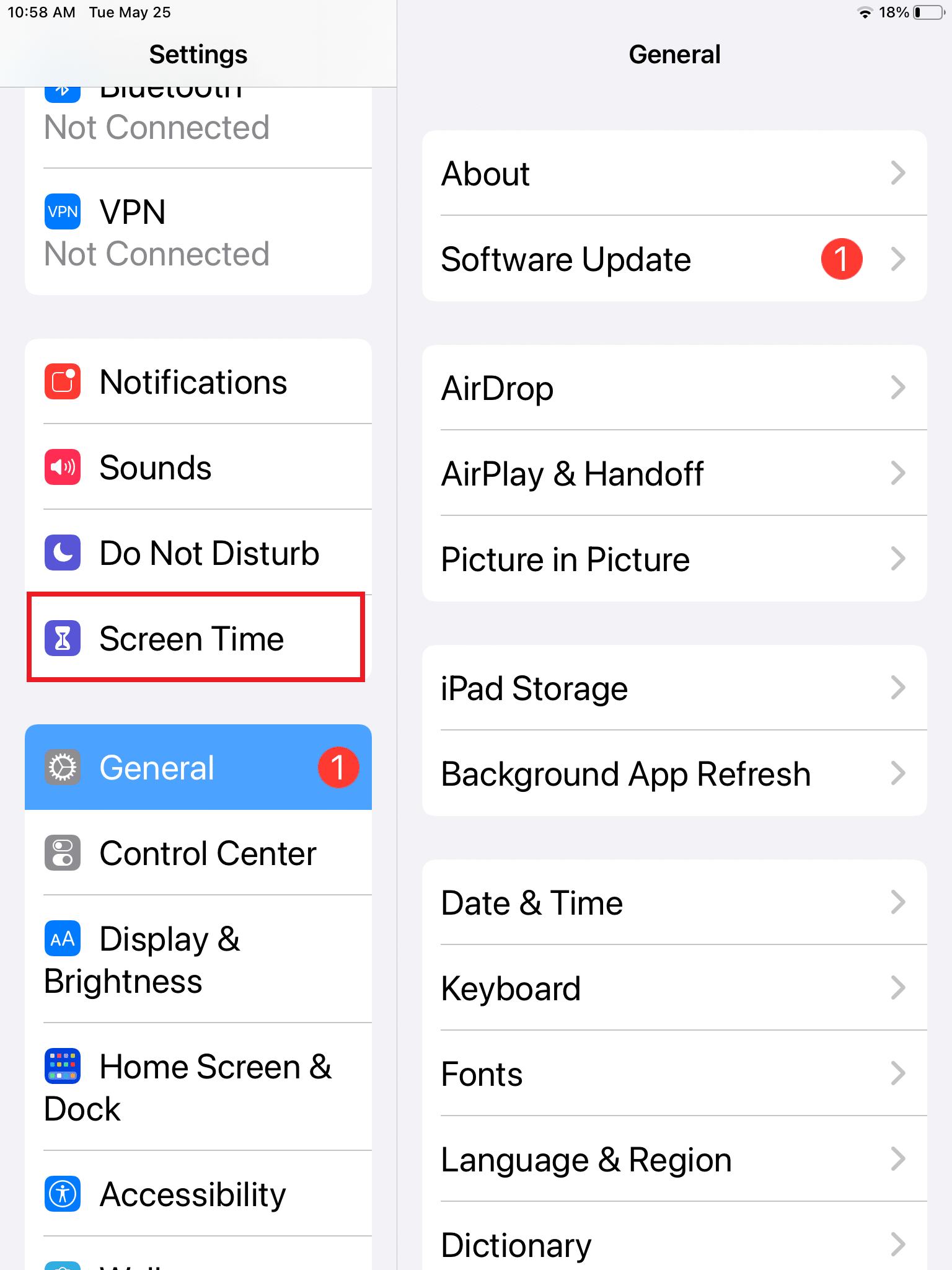 In the settings app, tap on Screen Time