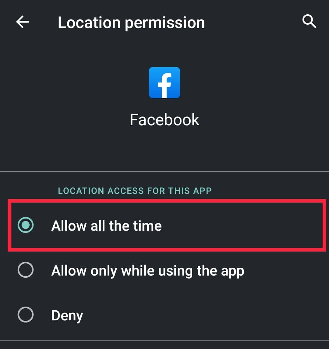In the subsequent menu, make sure that the location services are enabled. 