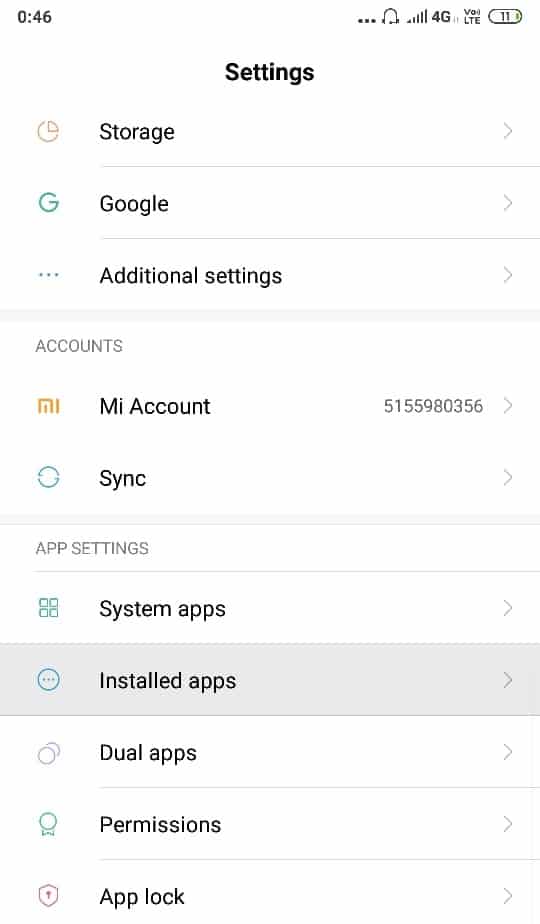 In the ‘App Settings’ section, tap on ‘Installed apps’