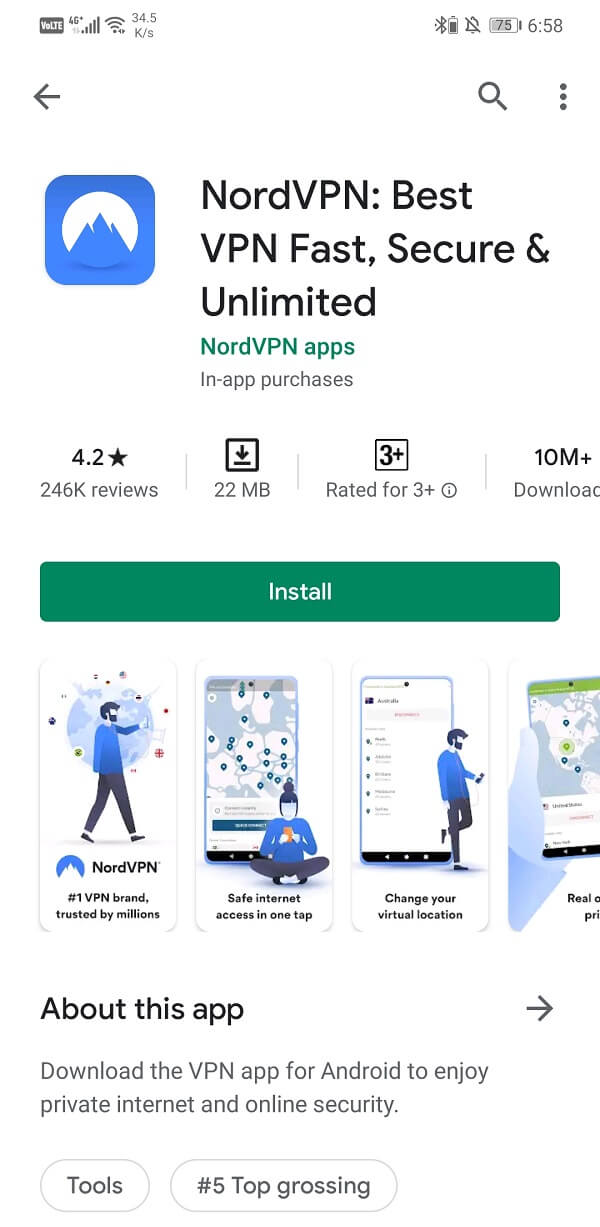 Install a VPN on your device,choose either NordVPN or any other