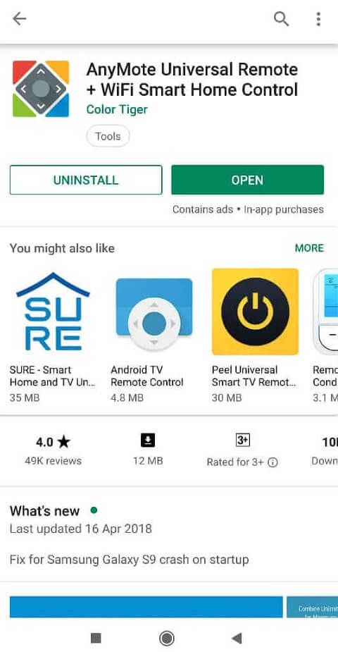 Install the AnyMote app from Play Store