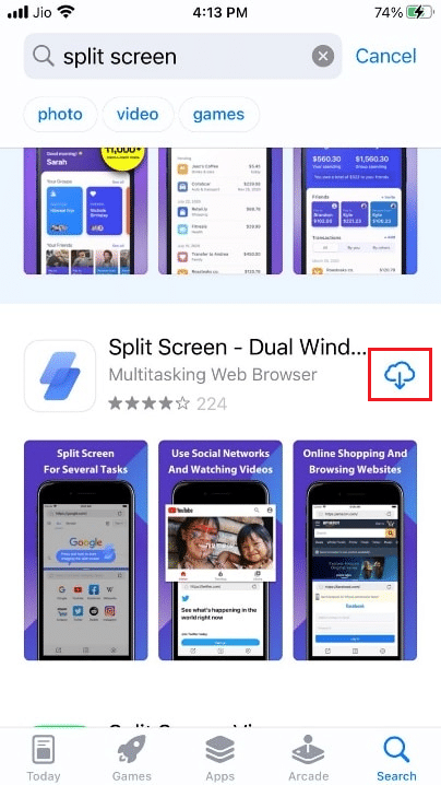 Install the Split Screen - Dual Window application on your iPhone
