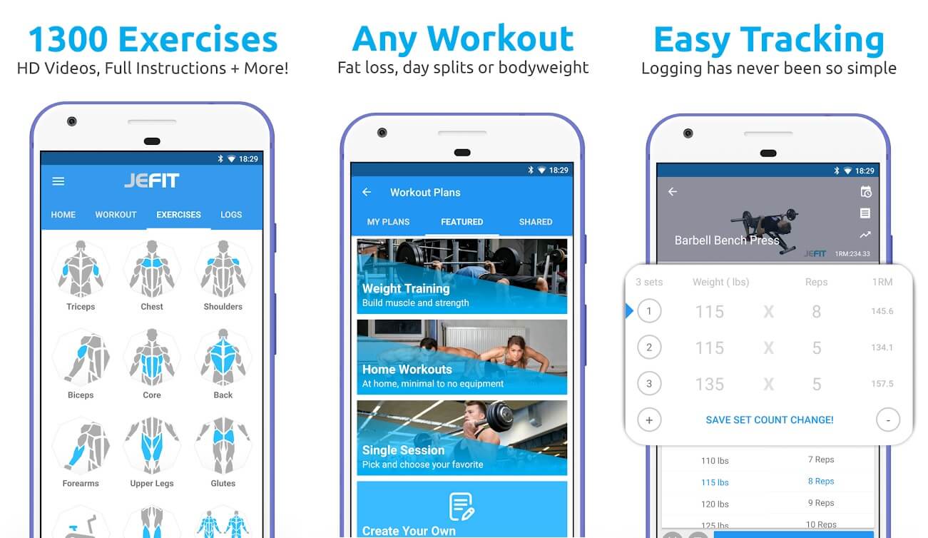 JEFIT Workout Tracker, Weight Lifting, Gym Log App | Best Fitness and Workout Apps for Android (2020)