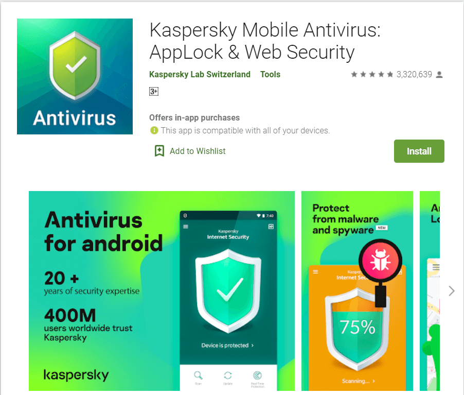 Kaspersky Mobile Antivirus | Best Adware Removal Apps