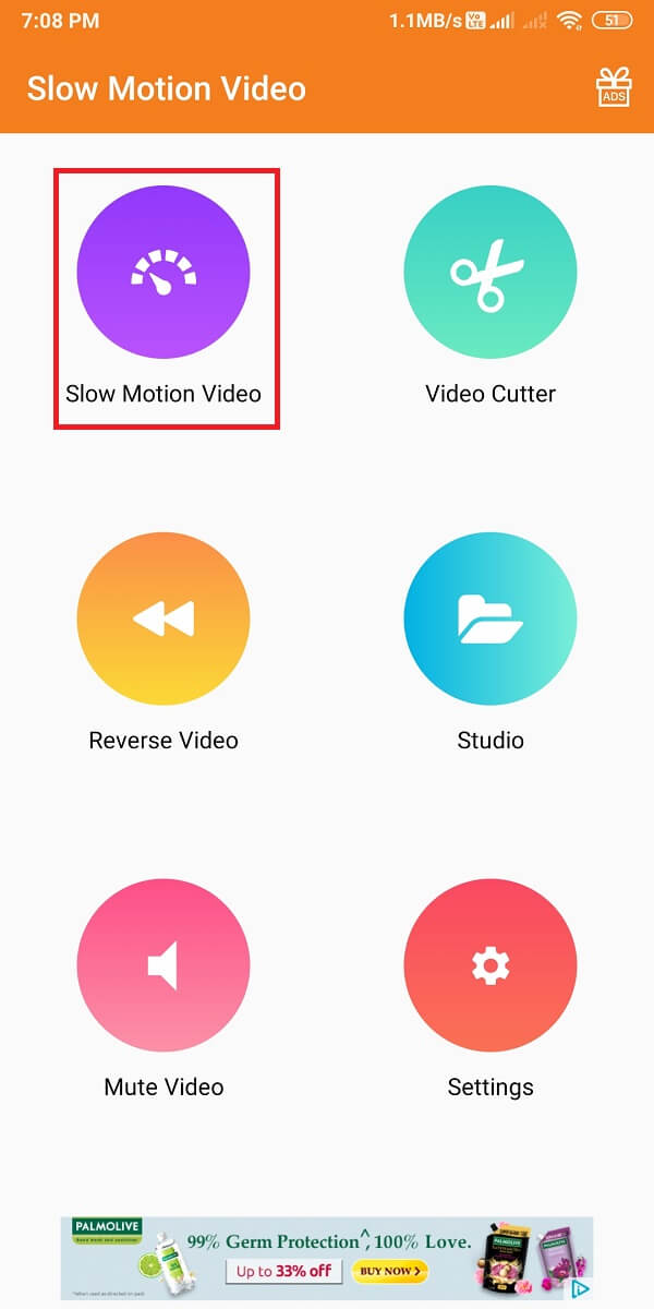 Launch the app and tap on 'Slow-motion Video.' 