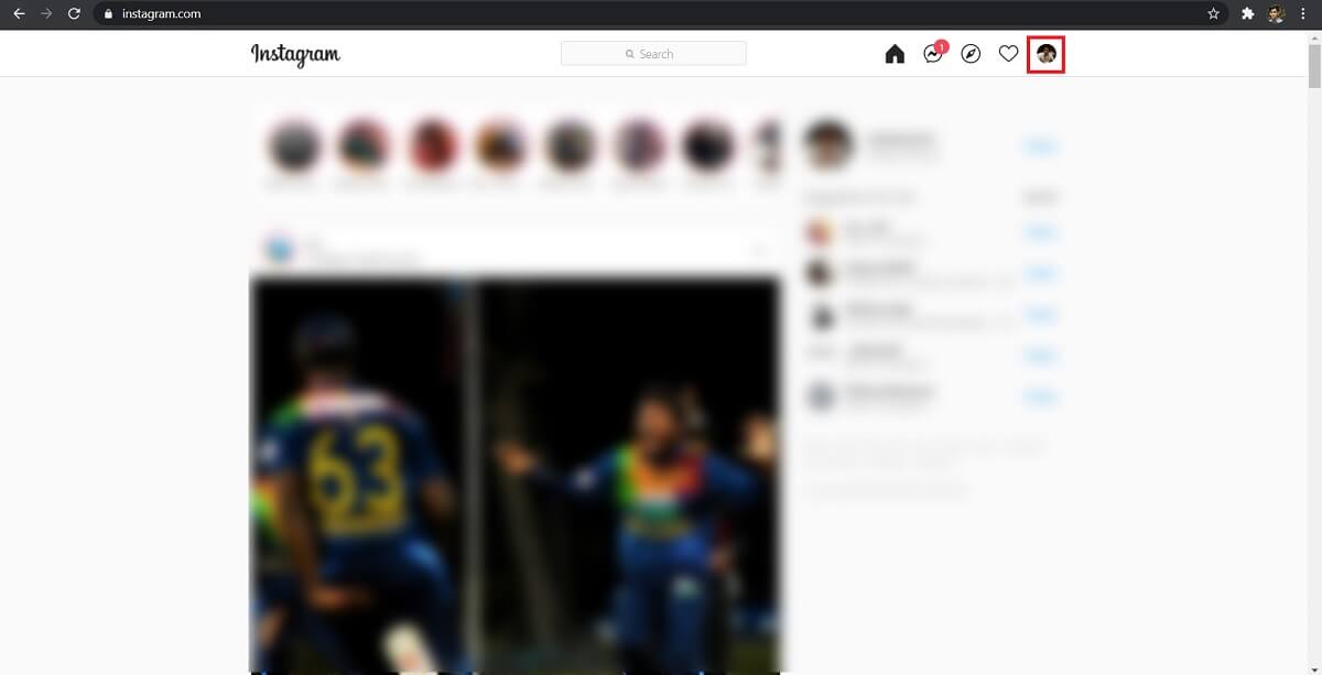 Log in to Instagram from a browser on your PC and click on your profile picture.
