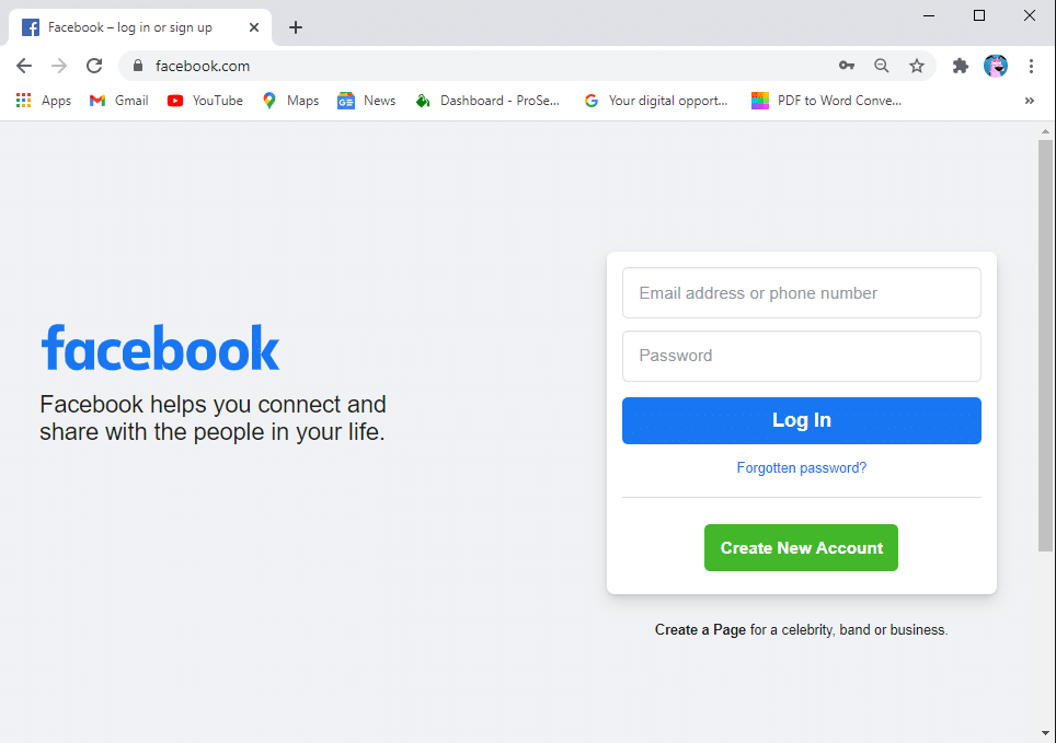 Accedi al tuo account Facebook utilizzando il tuo nome utente numero di telefono e inserendo la tua password.