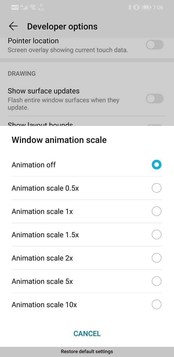 Look for any other option with the word animation