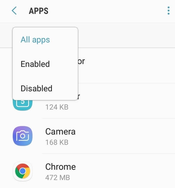 Make sure that the All apps filter is applied