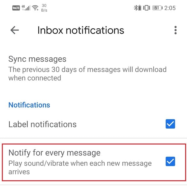Make sure that the checkbox next to “Notify for every message” is ticked