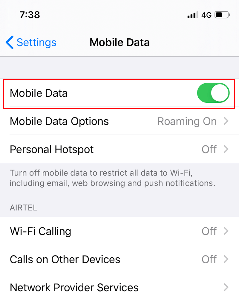 Make sure your mobile data is ON