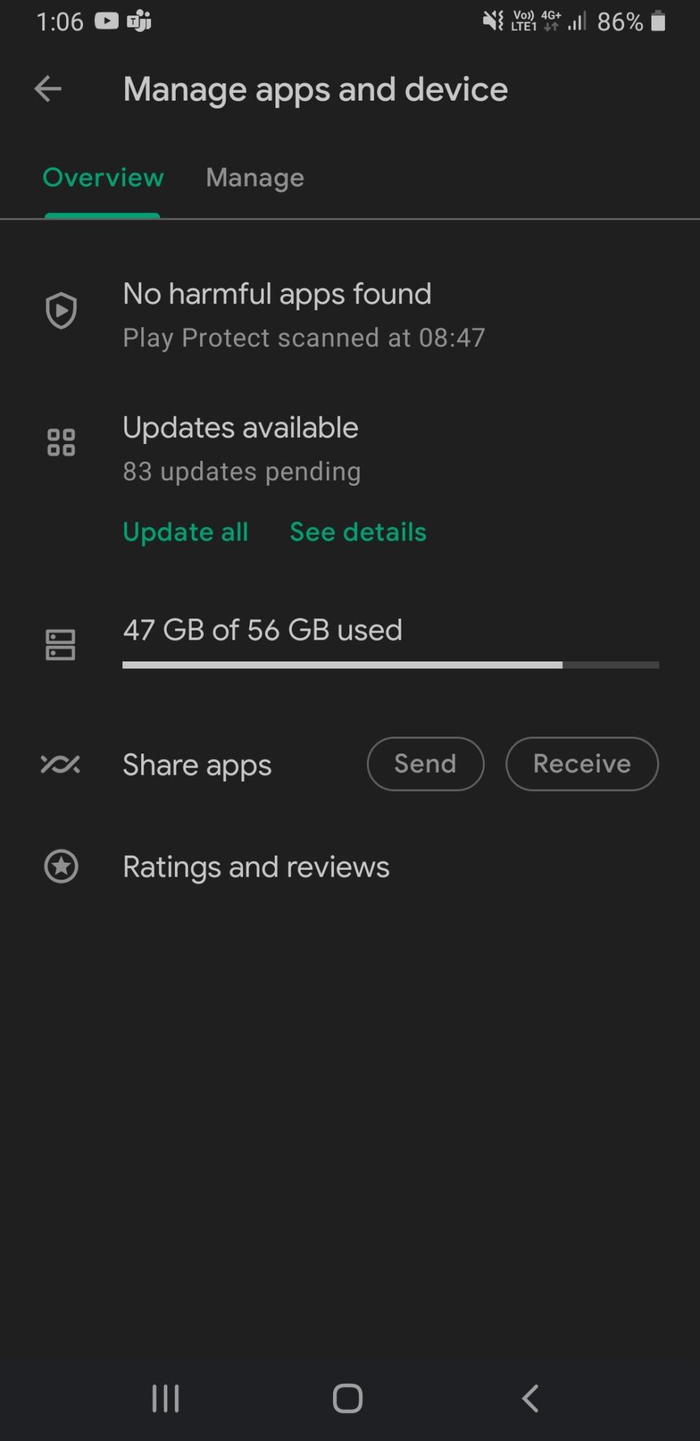 Manage apps and device Play Store