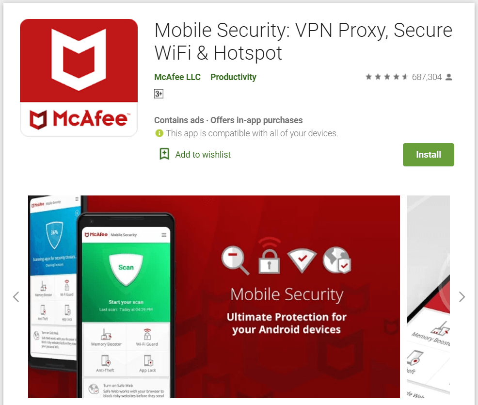 امنیت موبایل مک آفی
