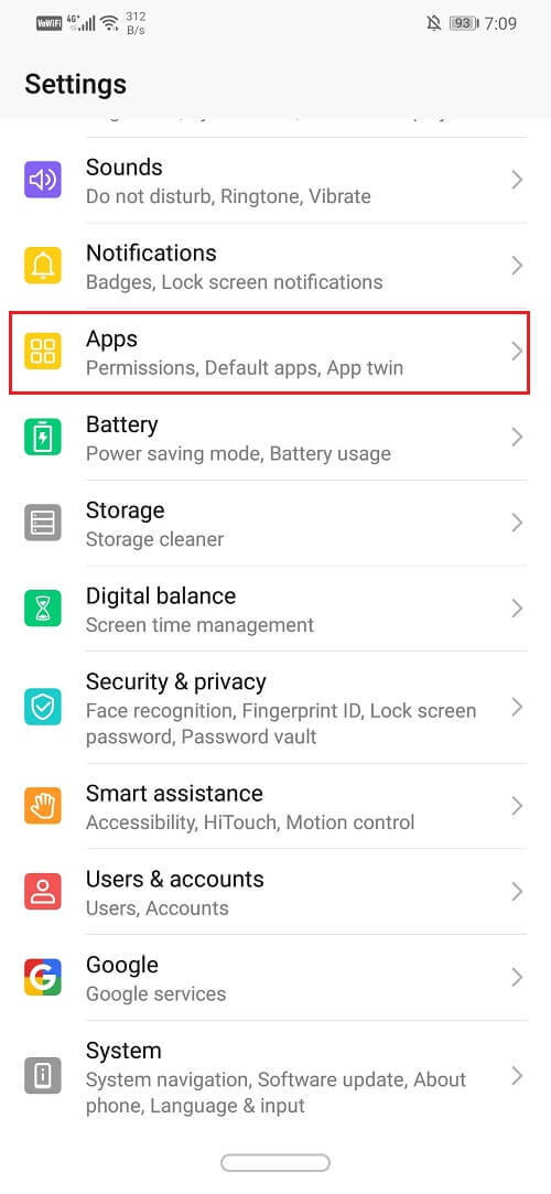 Click on the Apps option | How to Restore Deleted App Icons on Android