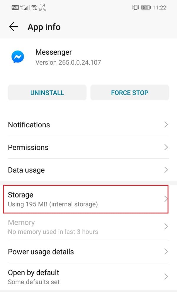 Now click on the Storage option