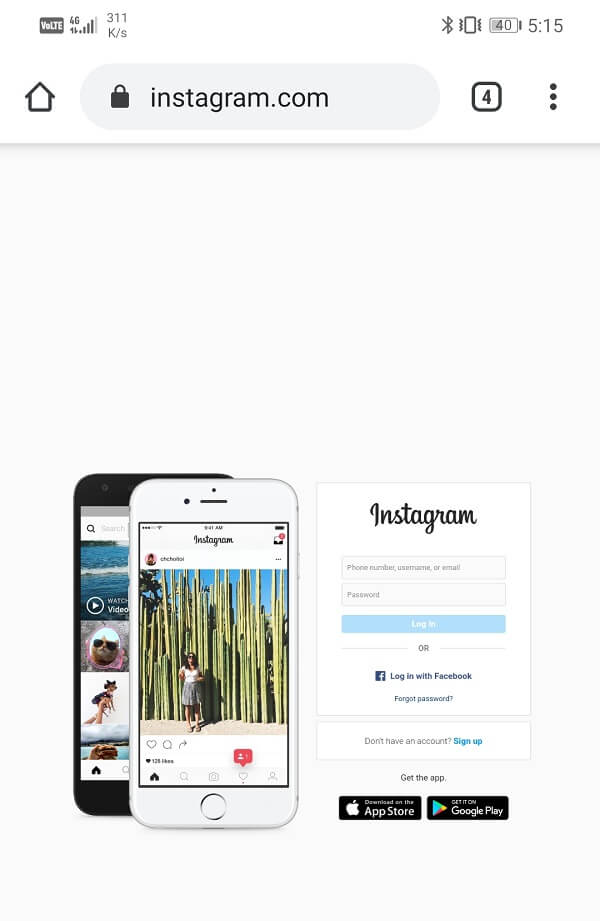 Now search for Instagram and open its website | Fix Instagram Not Working or Loading on Wi-Fi