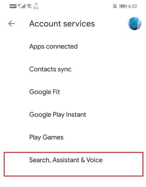Now select the “Search, Assistant & Voice” option