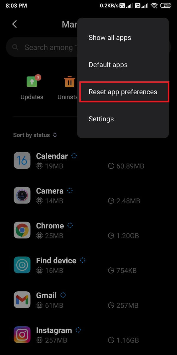 Now tap on 'Reset App preferences' | App Not Installed Error On Android