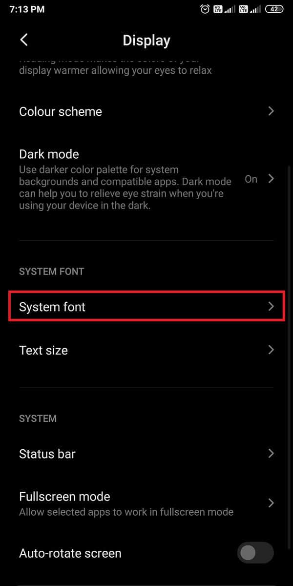 Now, tap on System font.