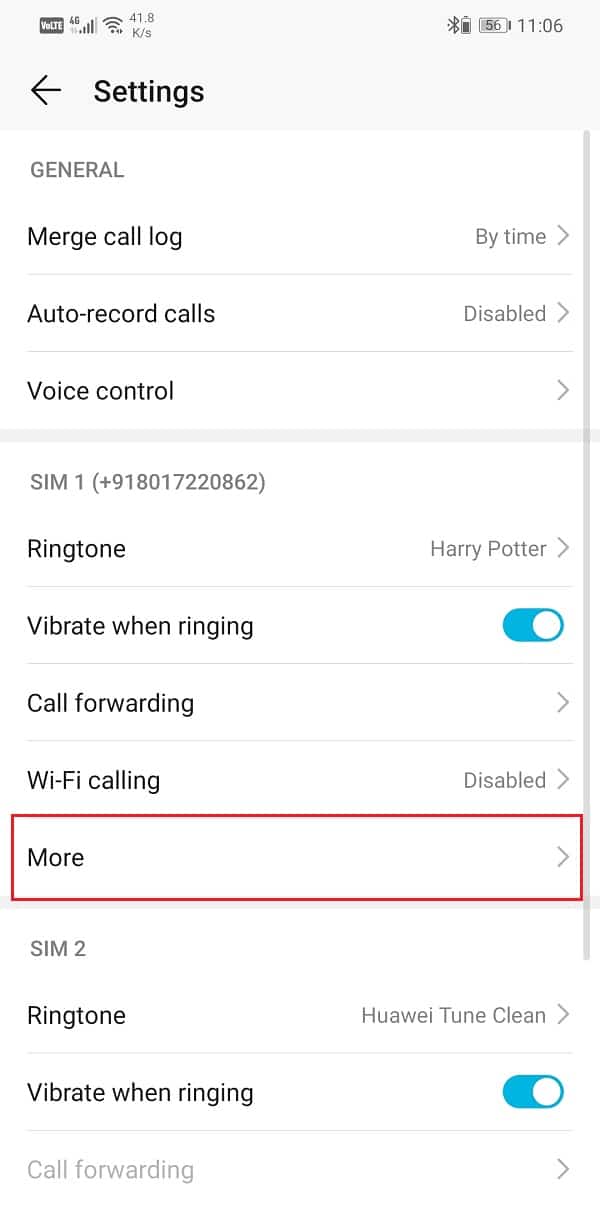 Now, tap on the More optionNow, tap on the More option | How to Set Up Voicemail On Android