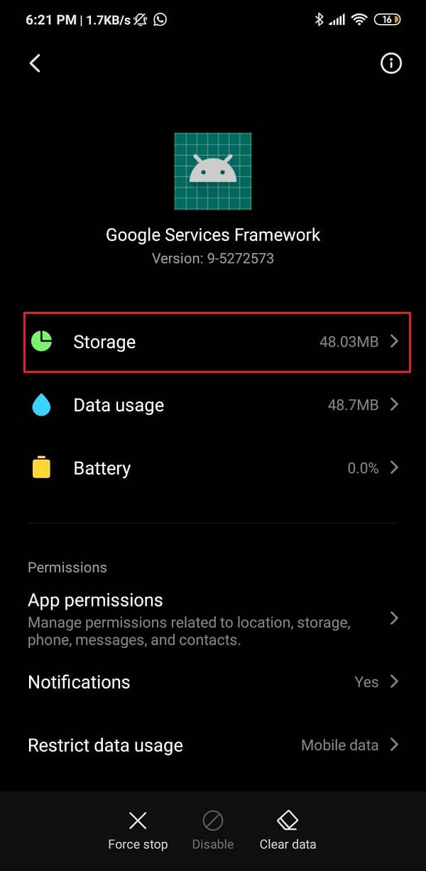 Now tap on the Storage option